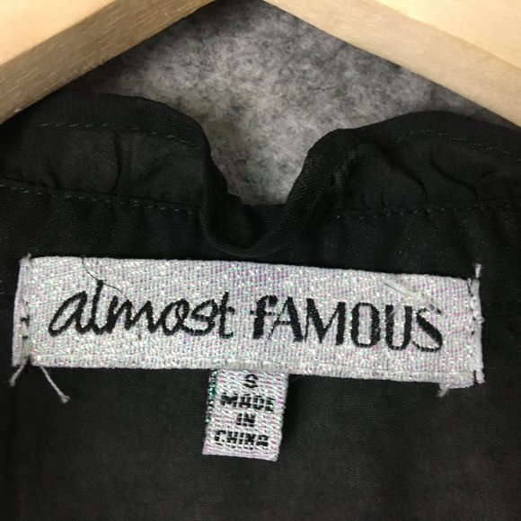 Almost Famous Dress S Long Sleeve Black Chiffon Belted A Line V Neck Casual - Picture 7 of 16